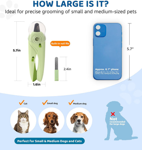 Trimmer Pet Nail Clipper with Light for Cats & Small Dogs Puppies, Ultra Bright LED to Illuminate Nail Bloodline