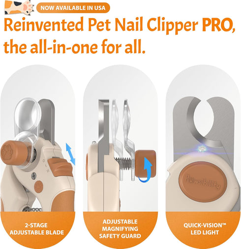 2026 2-Stage Pawsibility Pet Nail Clipper PRO - Quick-Vision LED Light | Adjustable Professional-Grade Blade |