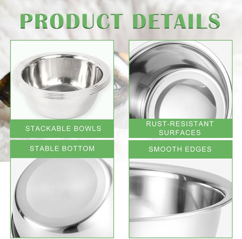 4 Pack Stainless Steel Dog Bowls, 8 Inch Basic Metal Food and Water Dish for Small Large Dogs, Puppy
