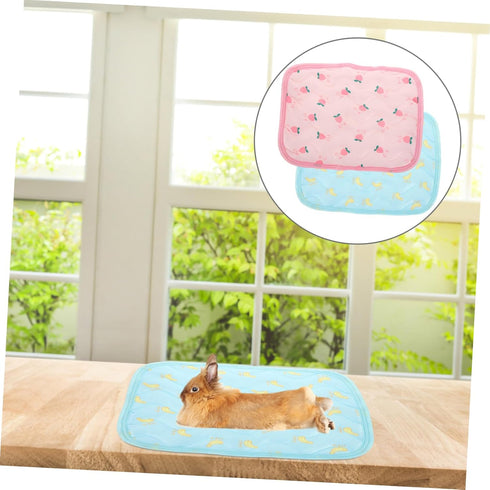 2Pcs Cooling Mat for Small Animals, Soft Summer Pet Cushion Self-Cooling Pad for Rabbits, Hamsters, Guinea Pigs