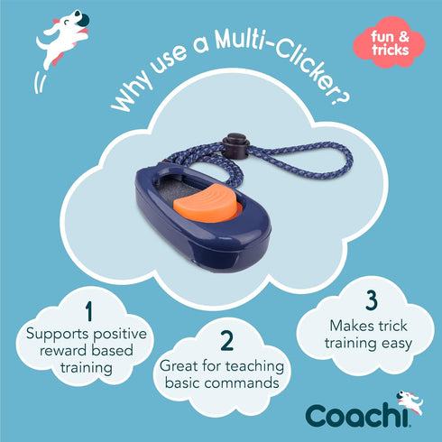 Coachi Multi-Clicker, Dog Accessory, Volume Control with 3 settings, Easy to Click, Adjustable Wrist Strap, Dog Clicker, For Dog Training, Including Sensitive Dogs and Puppies