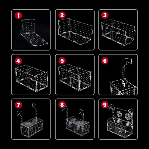 Acrylic Fish Breeding Box for Aquarium - Transparent Hatchery Divider with Suction Cups for Fishes, Shrimp, Guppy (7.2"