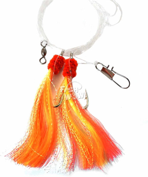 20 Packs 5/0 Fishing Shrimp Flying Rig Hook - Red Yellow White