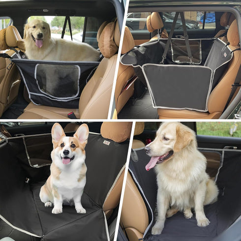 Hammock njnj Dog Car Seat Cover for Back Seat - Waterproof Dog Half for Cars with Mesh Window,Scratchproof Pet Backseat