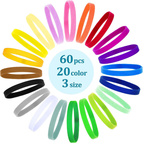 Frienda 60 Pieces Puppy Whelping Collars, Double-Sided Adjustable ID Bands for Newborn Pet Dogs and Cats, S, M, L