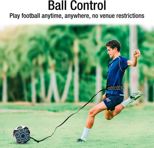 Soccer Training Mat with Kick Trainer & Ball Controller, Adjustable Waist Belt & Elastic Rope, Improve Footwork