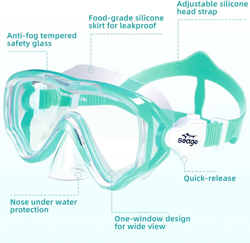 Kids Snorkel Set - Dry Top Snorkel Mask Snorkeling Gear for Boys Girls Youth, Anti-Fog 180° Panoramic View
