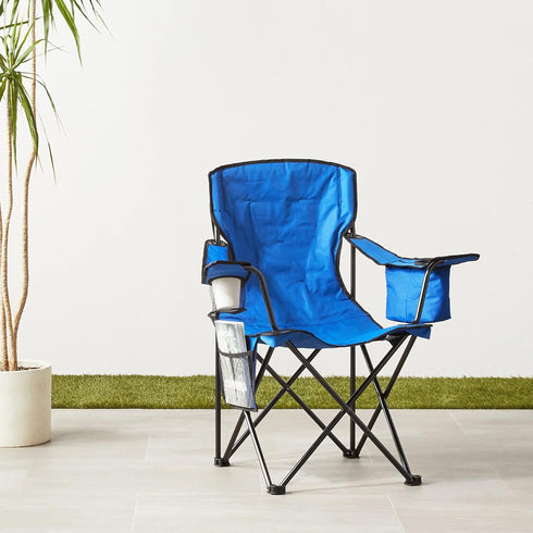 Extra-Large Blue Camping Chair by Amazon Basics - Ideal for Outdoor Relaxation