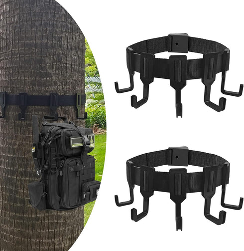 Treestand Strap Gear Hangers with Large Hooks, Lightweight Multi-Hook Accessory Holder for Hunting
