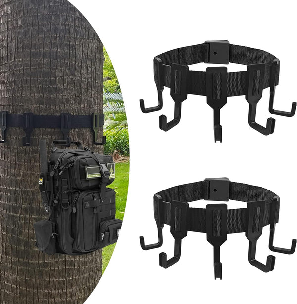 Treestand Strap Gear Hangers with Large Hooks, Lightweight Multi-Hook Accessory Holder for Hunting