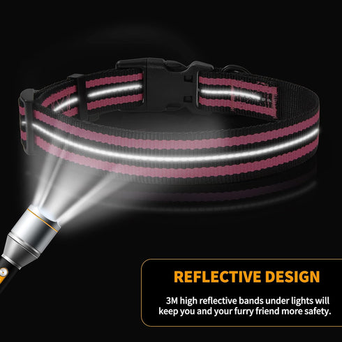 Mile High Life Reflective Dog Collar - Nylon Pet Collars with Buckle, Light Weight, Pink for Large Dogs (Pink, L)