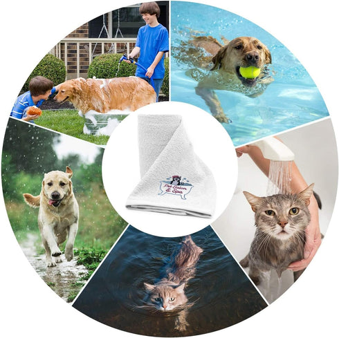 DAN RIVER 100% Cotton Dog Bath Towel, Ultra Soft 450 GSM, Quick Drying, 20x40 inches, White