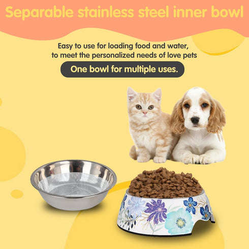 Pet Cats Dogs 2 in 1 Food Water Bowls - Non Slip Heavy Duty Bowls for Feeding Drinking Small Medium Large Dogs