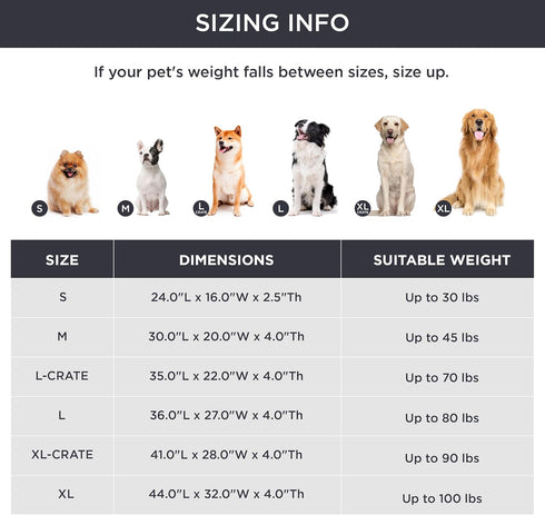Bedsure Waterproof Dog Beds for Large Dogs, 4 inch Thick L-Crate Bed with Removable Washable Cover, Grey
