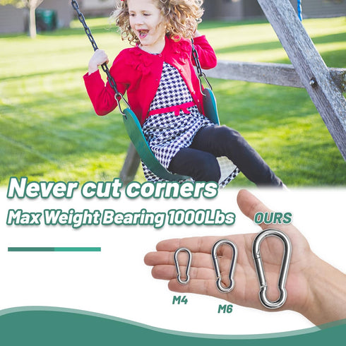 3.1&4 Inch 1000lbs, 2&4&8Pack Hammock Pixel Panda Heavy Duty Carabiner Clips Load Large Snap Hooks for Gym, Outdoor