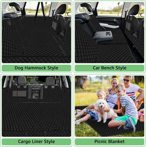 100% Hammock Vailge Waterproof Convertible Dog Car Seat Covers, Waterproof Dog Seat Cover with Mesh Window, Heavy Duty