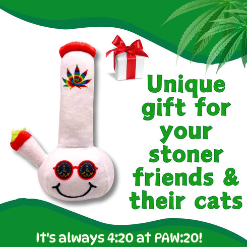 420 My Name is Lil Billie, Funny Weed Theme Catnip Toy, Cute Stuffed Parody Pot Bong, Cool Plush Novelty Gift for Pets