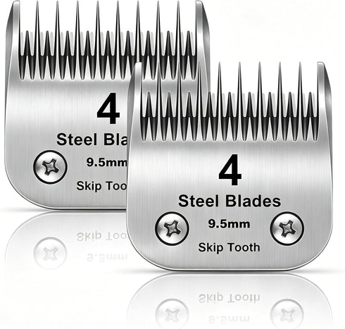4 Skip Tooth Detachable Pet Dog Grooming Steel Blades,Compatible with Andis,Oster A5,Wahl