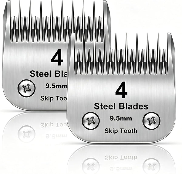 4 Skip Tooth Detachable Pet Dog Grooming Steel Blades,Compatible with Andis,Oster A5,Wahl