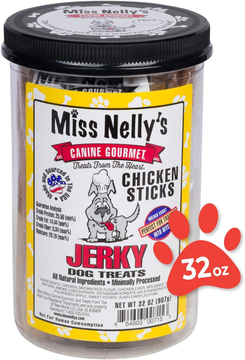 Miss Nelly's Chicken Jerky Dog Treats - Soft Sticks - Original Smoke House Recipe - USA Made and Sourced - Minimally