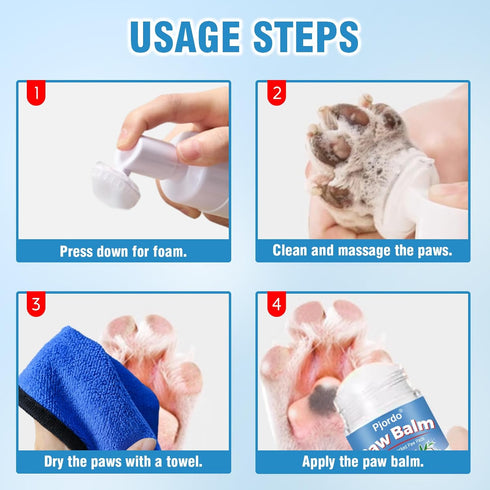 Dog Paw Cleaner Kit - No-Rinse Foaming Cleanser, Paw Balm for Dry Cracked Paws & Nose, Pet Foot Washer