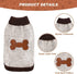 BINGPET Turtle Neck Knitted Dog Sweater for Small Medium Large Dogs with Brown Bone Pattern, Winter Wear