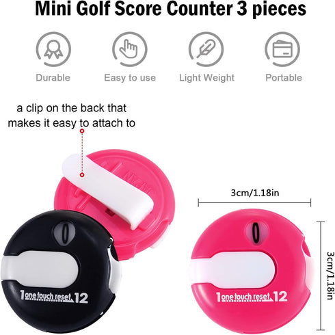 Frienda Mini Golf Score Counter Clicker, 6 Pieces, Simple Attachment Scorekeeper up to 12 Shots with One Touch Reset
