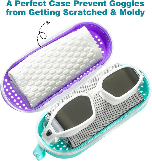 Swimming Swimmer Swim Goggle Case For Goggles, Gifts for Kids Teens Adults, Silicone Cases with Drain Hole