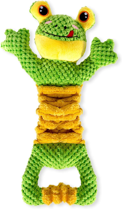 Sedioso Dog Tug Toy, Durable Squeaky Toy for Large Breeds, Stuffed Plush Toy with Crinkle Paper for All Dogs (Frog)