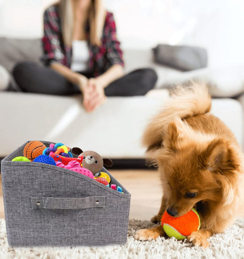 Morezi Personalized Dog Toy Box - Large Shallow Baskets for Pet Toy Storage - Perfect Collapsible Bin for Home