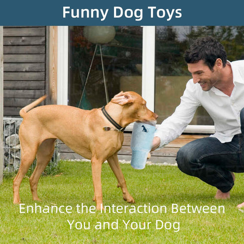 Funny Tumbler Handle Cup Dog Toys, Cute Squeaky Interactive Fluff and Tuff Toy Cup for Small/Medium/Large Dogs (BLUE)