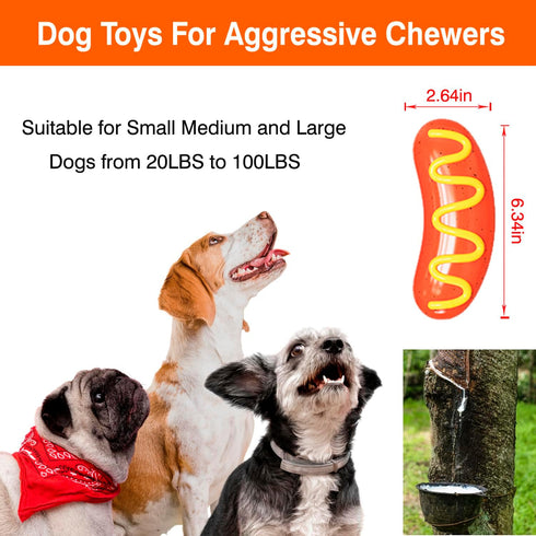 Tough Dog Toys for Large Breed Aggressive Chewers, Durable Indestructible Chew Toy, Hot Dog Dog Toy