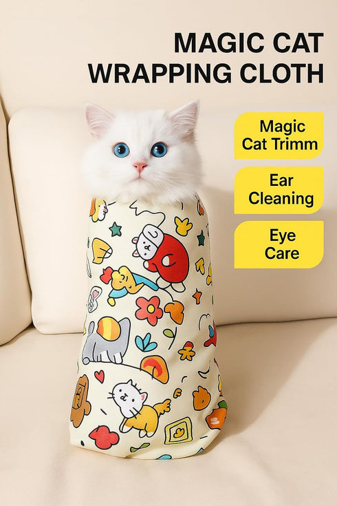 Trimming, Cat Wrap for Nail Magic Grooming Blanket Anti-Scratch Restraint Bag for Cats, Self-Adhesive, Breathable