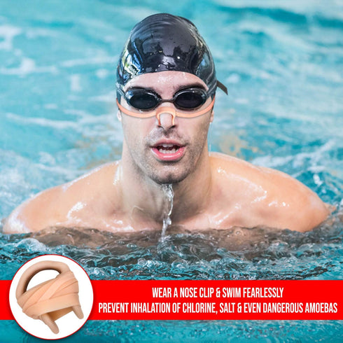 Swimming Nose Clip with String, Comfortable Soft Latex Plugs for Kids and Adults