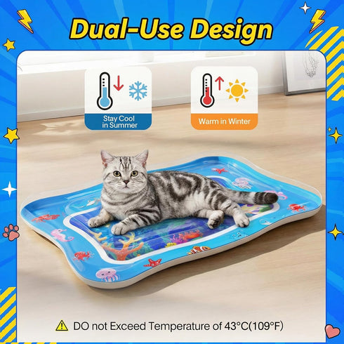 Aoioploa 0.7mm Cat Water Mat - Interactive Cat Toys Upgraded Thickened PVC Cooling & Heating Water Bed with Floating