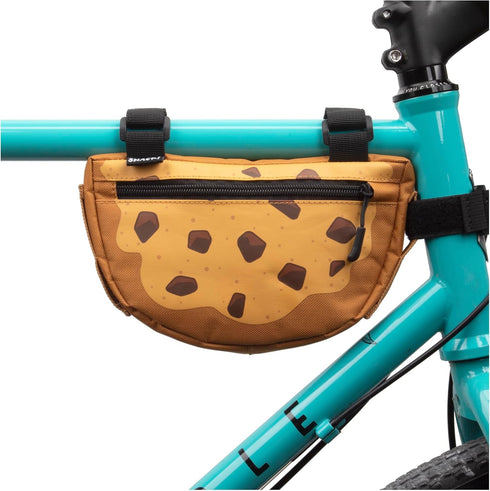 Snack! Chocolate Chip Cookie Bike Bag Fun Bicycle Frame & Handlebar Bag with Adjustable Straps Mounts on Top Tubes