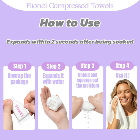 Flioriel 40 Pack Disposable Towels Compressed Towel Tablets Large Size & Extra Thick Magic Tissue Portable Face