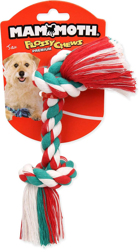Mammoth Pet Products Flossy Chews Cottonblend Color Rope Bone, Small 9-Inch, Multicolored (20002V)