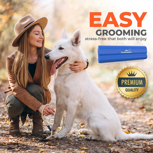EasyGroomer Deshedding Brush for Dogs Cats | Blue | Undercoat Tool for Large and Small Pets