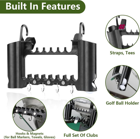 Generic 16-Club 12-Ball Golf Stroller Attachment, & Capacity with Adjustable Straps, Universal Fit, Golf Club Holder