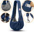 3-10 lbs Tomkas Small Dog Sling Carrier - Zipper Pocket & Adjustable Strap & Zip Pocket - for Pets (Dark Blue, M