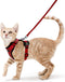 rabbitgoo Cat Harness and Leash - Soft Adjustable Vest for Walking, Escape Proof, Breathable Reflective Strips (Red, S)