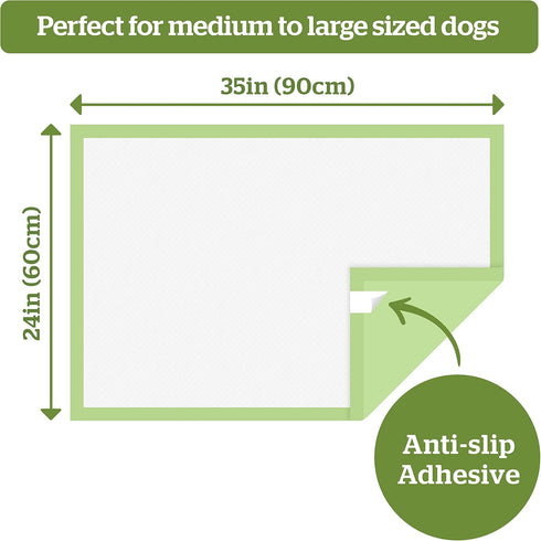 Pogi's XL Dog Training Pads with Adhesive Sticky Tabs, 20-Count, 24x35in, Plant-Based Puppy Pee Pads for Extra Large