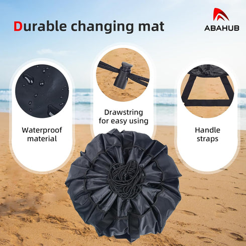 2-in-1 Swimming, Abahub Waterproof Wetsuit Changing Mat & Dry Bag - Sand-Free Beach Change Mat for Surfing, Diving