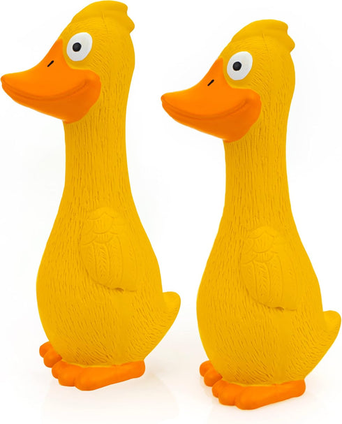 CHIWAVA 2 Pack 7.9 Inch Squeak Latex Dog Toy, Yellow Duck Interactive Play for Small and Medium Dogs