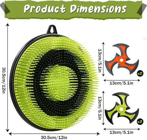 Crlincen Set 4 12in Axe Throwing Game for Adults and Kids: Bristle Axe Target Board Game with Throwing Stars, No Drill