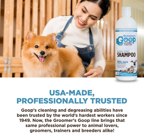 Groomer's Goop Glossy Coat Pet Shampoo - 16 oz Flip-Top Bottle for Shiny Fur