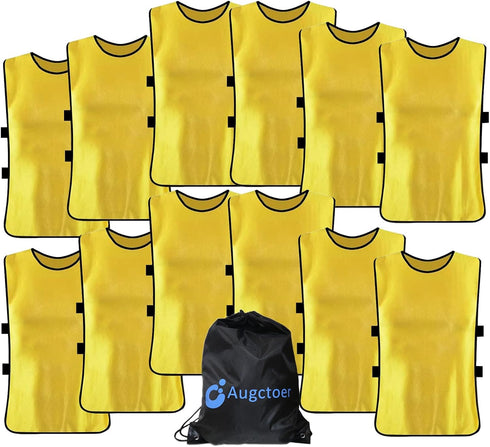 Augctoer Pinnies Scrimmage Vests for Kids Children Youth and Adults (12-Pack) Soccer