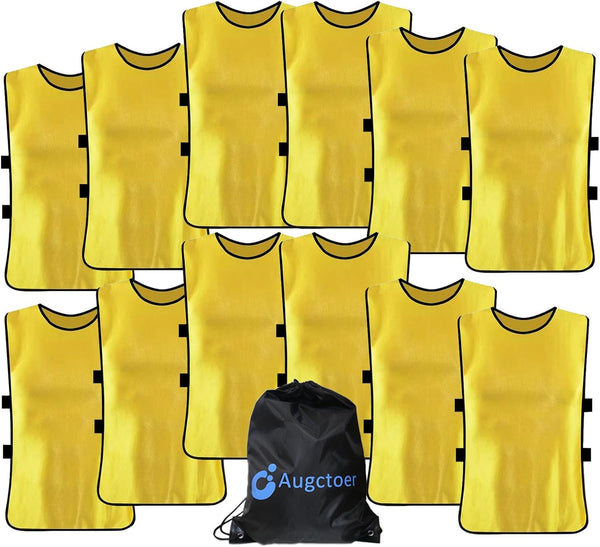 Augctoer Pinnies Scrimmage Vests for Kids Children Youth and Adults (12-Pack) Soccer
