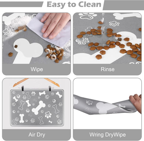 Pet Feeding Mat, Rapid Absorbent Dog Cat Food Mat with Rubber Backing, Protect Floors from Messy Drinkers (12"x18",